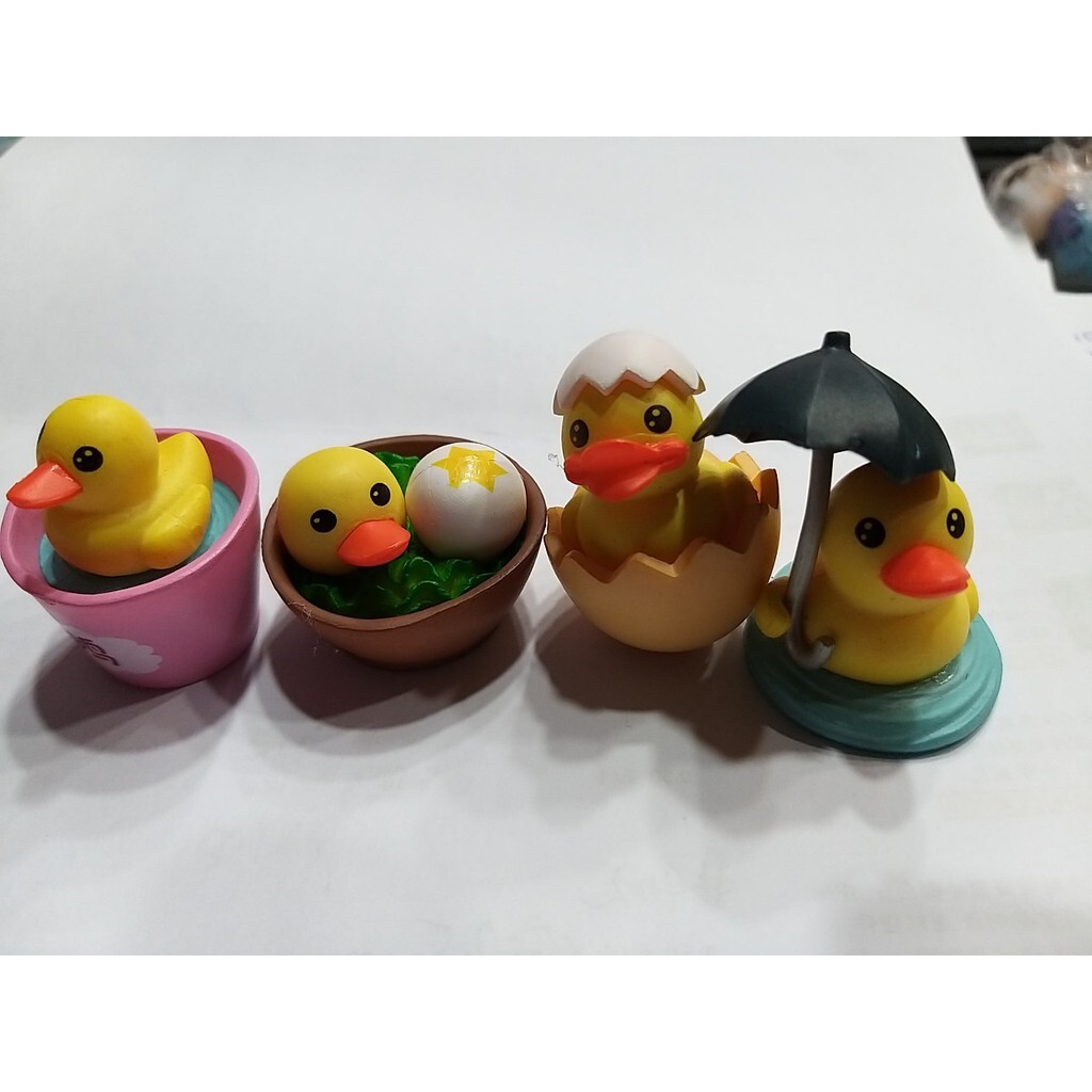 【台灣現貨速發】黃色小鴨 鴨子公仔｜一套四款｜多肉植物擺件 盆栽小玩偶