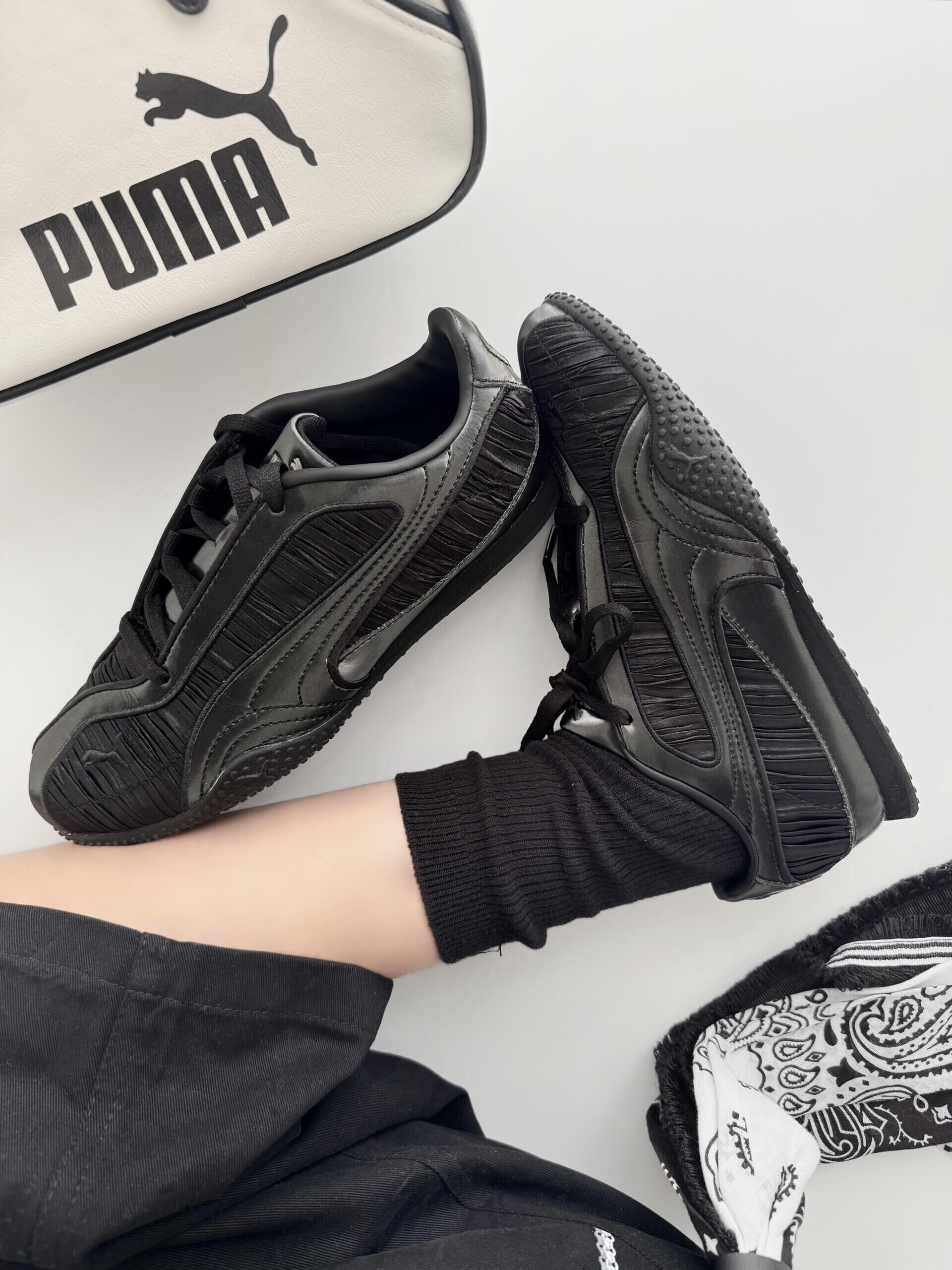 "代購" PUMA Bella V2 Lustrous 黑灰色 黑色拼接 緞面 復古德訓鞋 406092-02