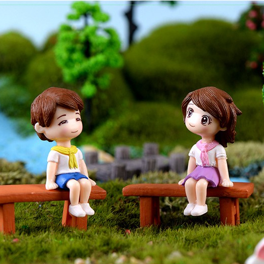 【台灣現貨速發】多肉盆栽 學生情侶小公仔 一對48元