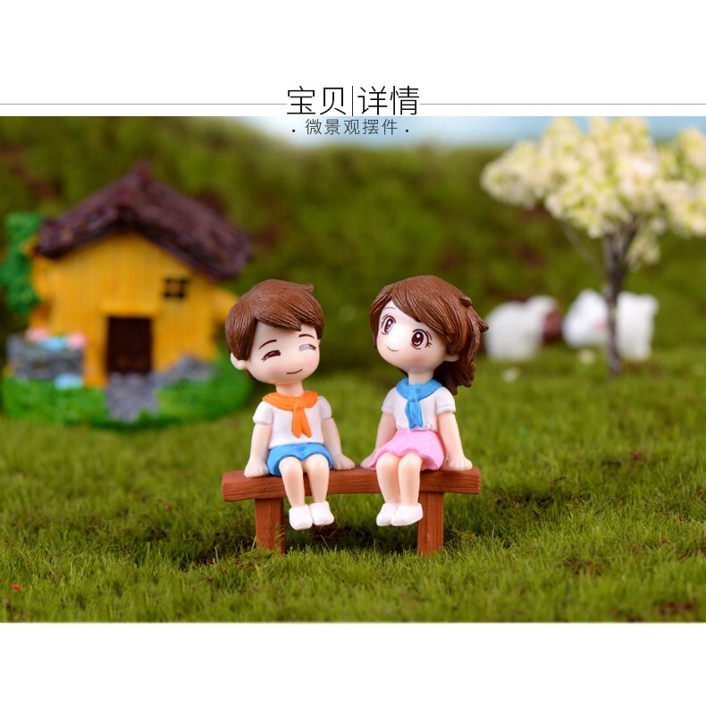 【台灣現貨速發】多肉盆栽 學生情侶小公仔 一對48元