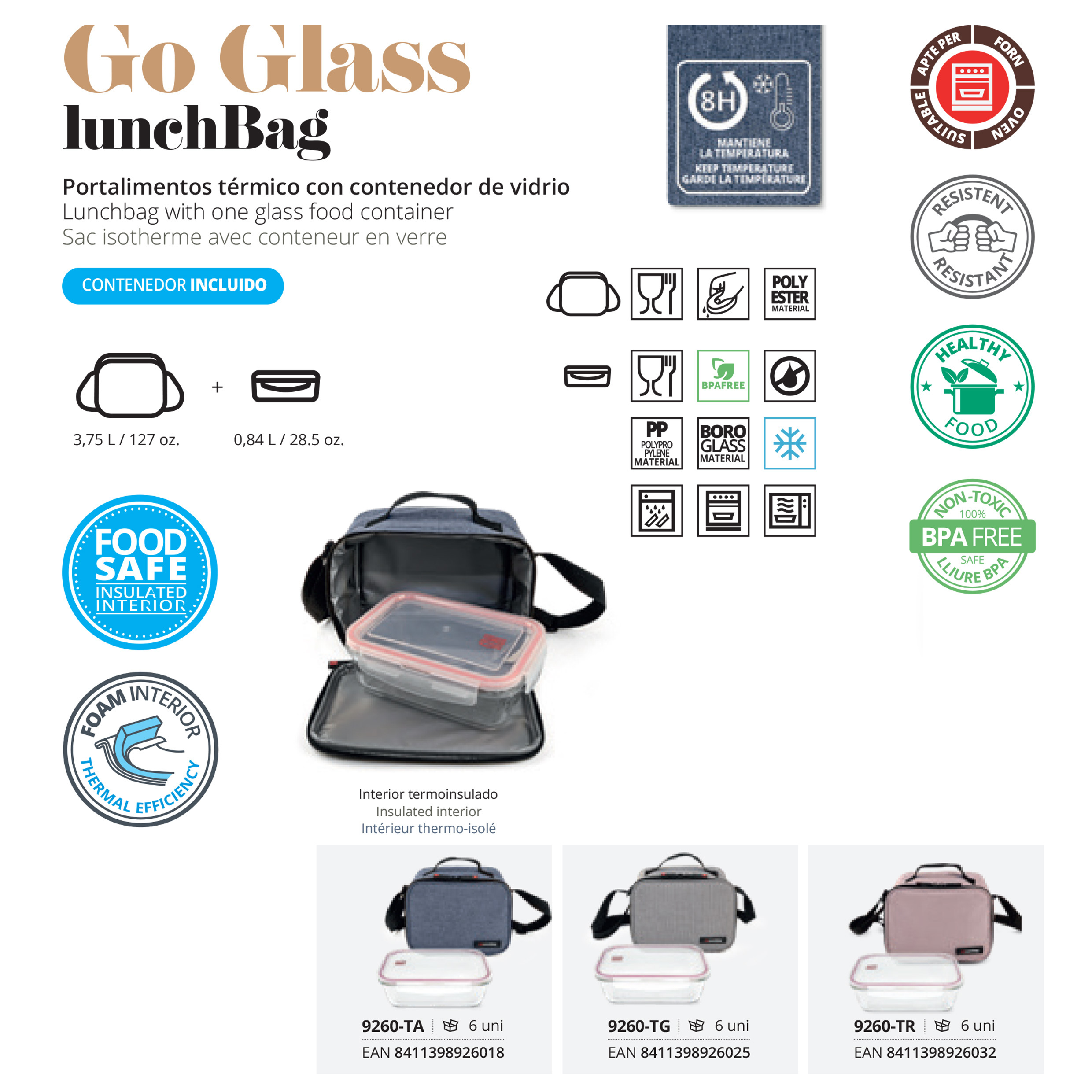 巴塞隆娜 IRIS 食物袋 GOGLASS 連0.84L 玻璃食物盒 1 個