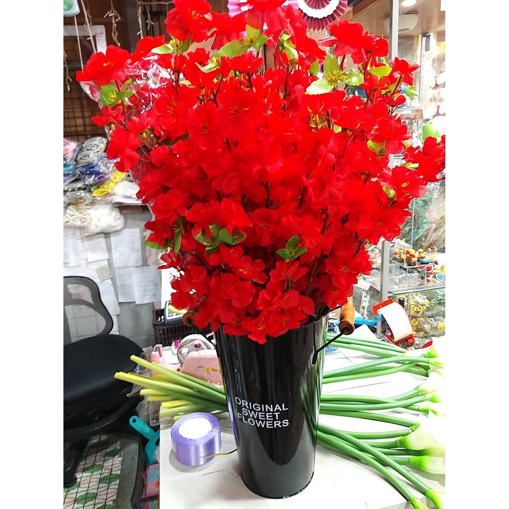 【台灣現貨速發】紅色桃花 人造花 桃花 仿真花｜一支30元