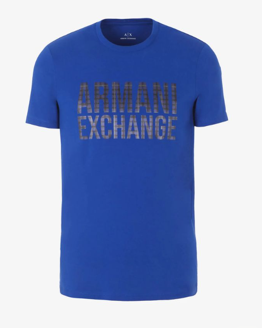 [S] ARMANI EXCHANGE BLUE BIG LOGO PRINT T-SHIRT, 7VZTHA-ZJE6Z-15AE (SAX299)