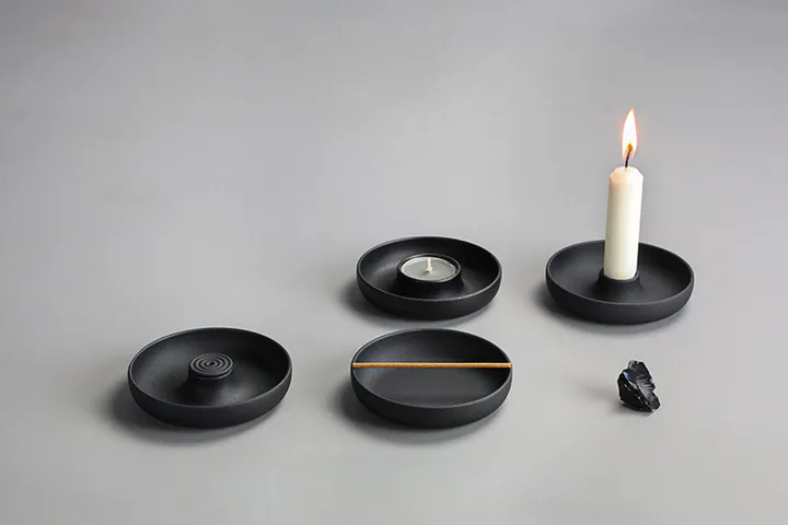 no.30-團-長蠟燭台,與同系列的線香座、短蠟燭檯,營造思考的儀式感