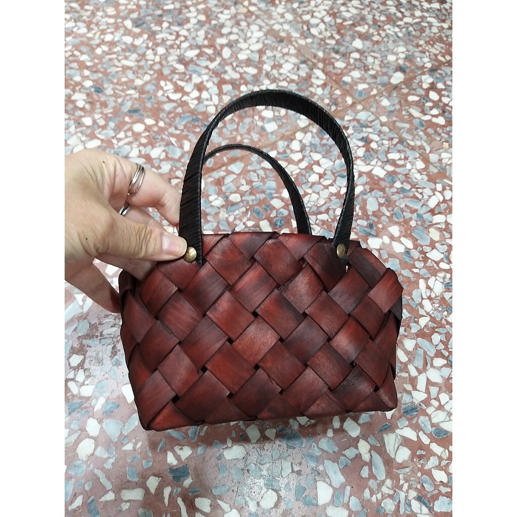 【台灣現貨速發】插乾燥花-鄉村風//WF寬竹片小手提籃花器//