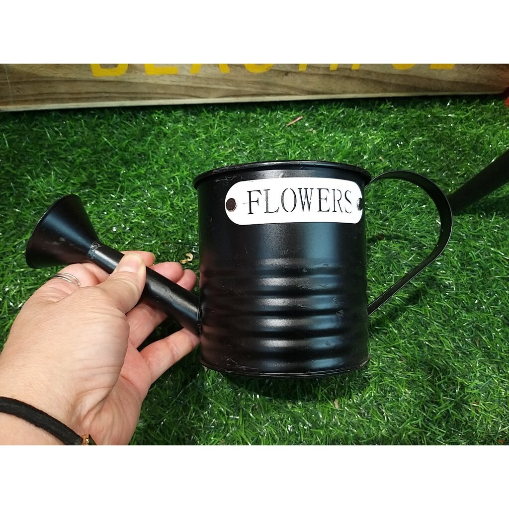 【台灣現貨速發】-鄉村風//黑色澆花壺造型鐵花器//**有現貨