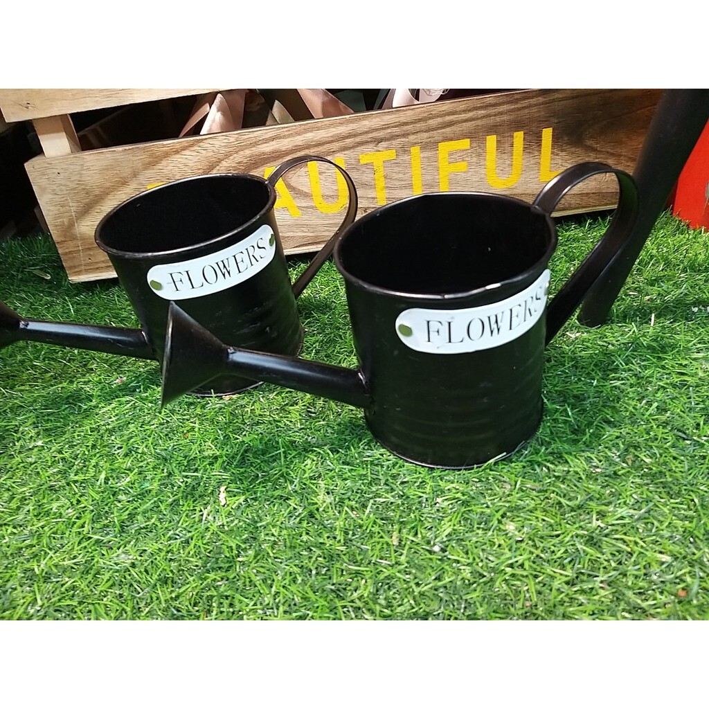 【台灣現貨速發】-鄉村風//黑色澆花壺造型鐵花器//**有現貨