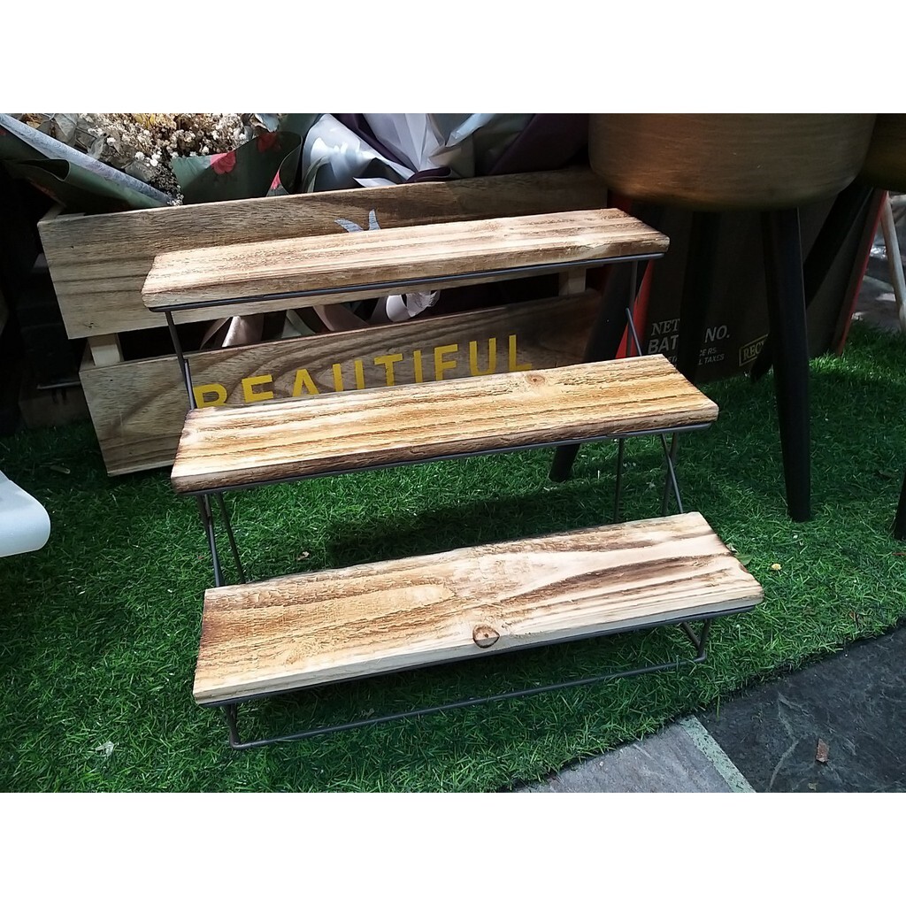 【台灣現貨速發】鄉村風//AT252梯形鐵花器//置物架//陳列架