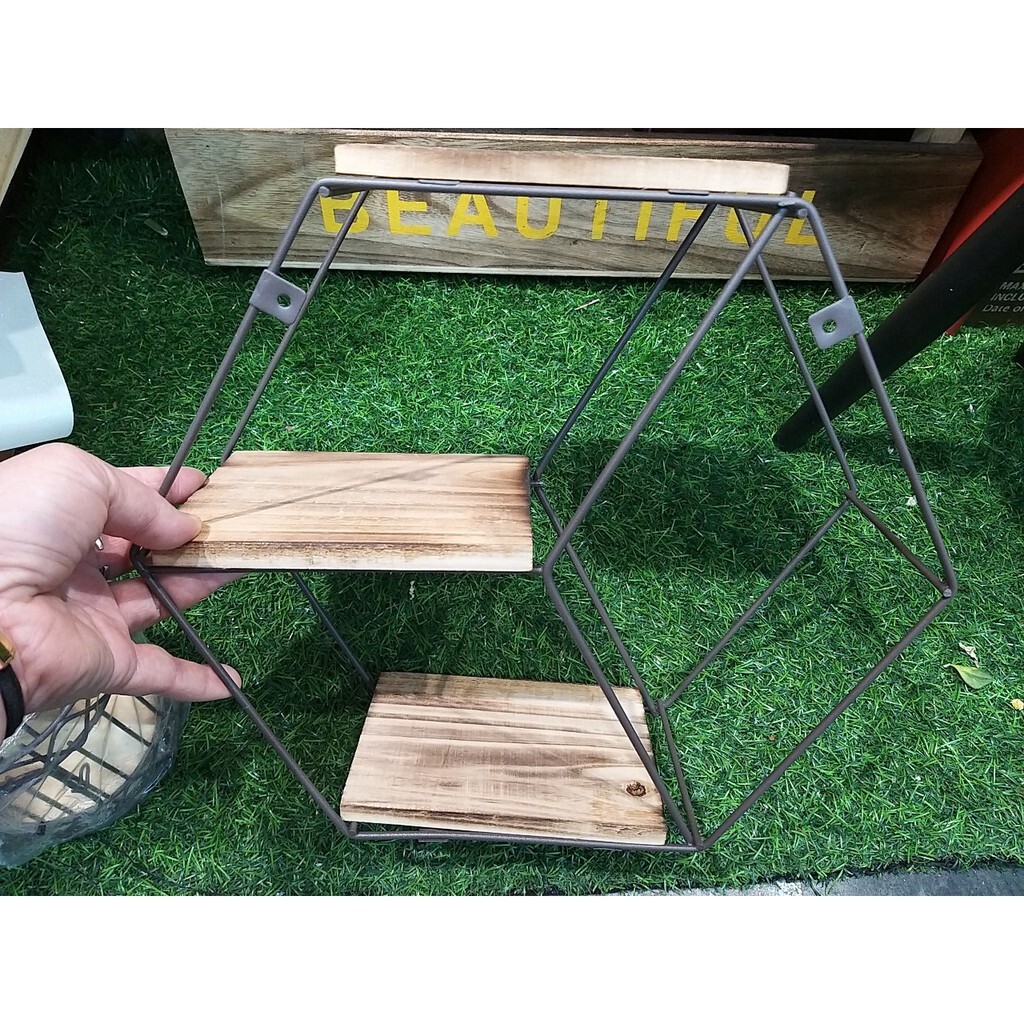 【台灣現貨速發】-鄉村風//AT244六角形鐵花器//置物架//陳列架