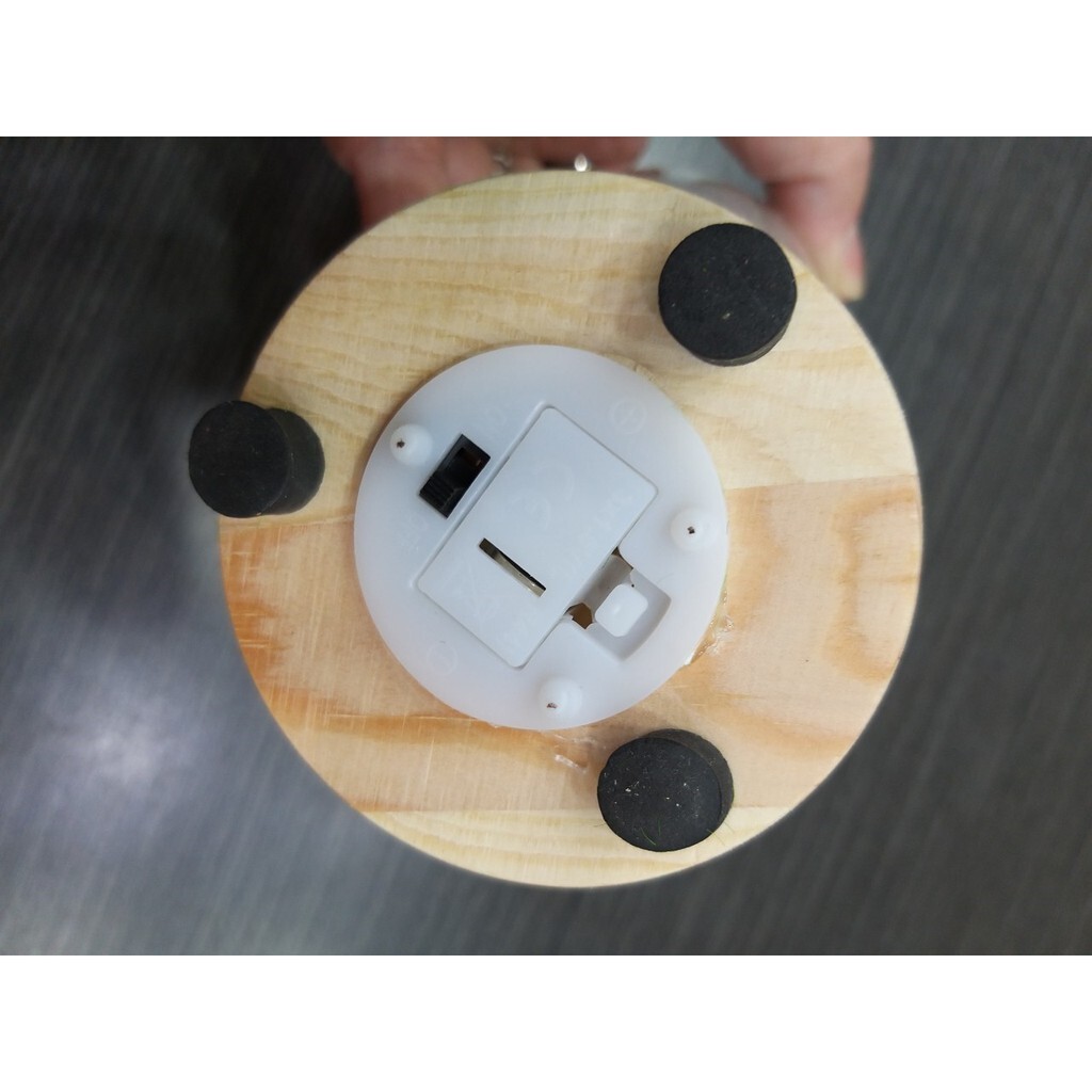 【台灣現貨速發】玻璃罩花器｜黃燈+白圓木底座｜播放天空之城音樂 線燈