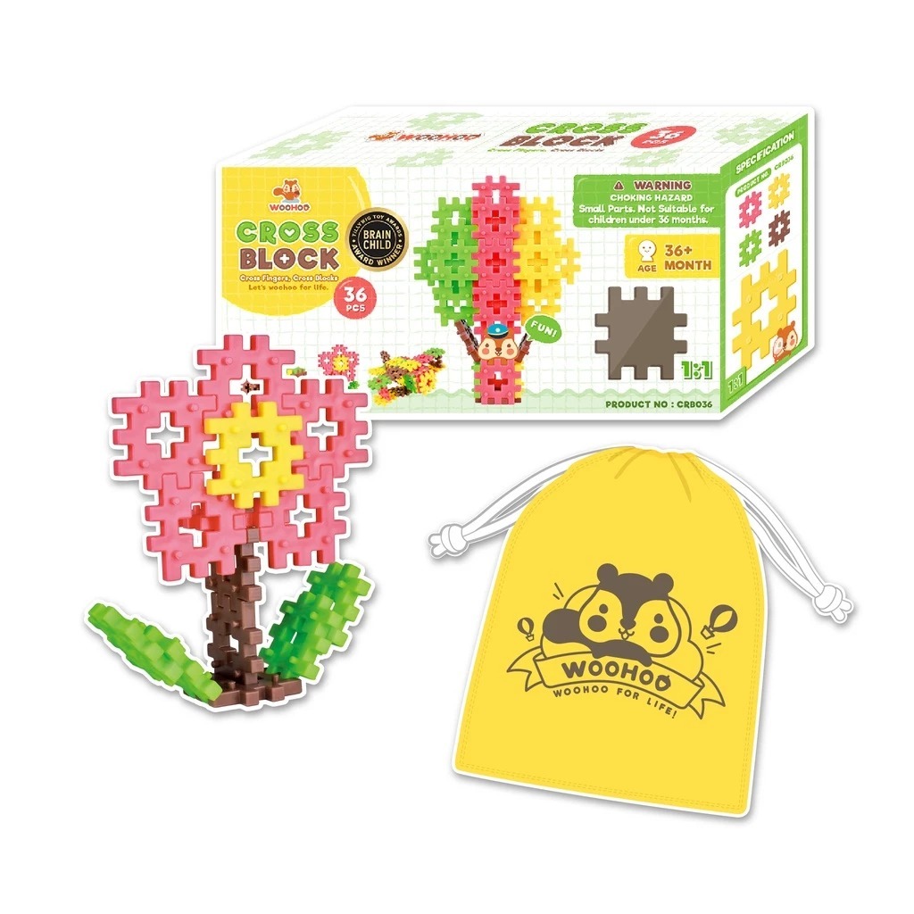 WOOHOO CROSS BLOCK 心心積木 - 36pcs【贈束口袋x1】
