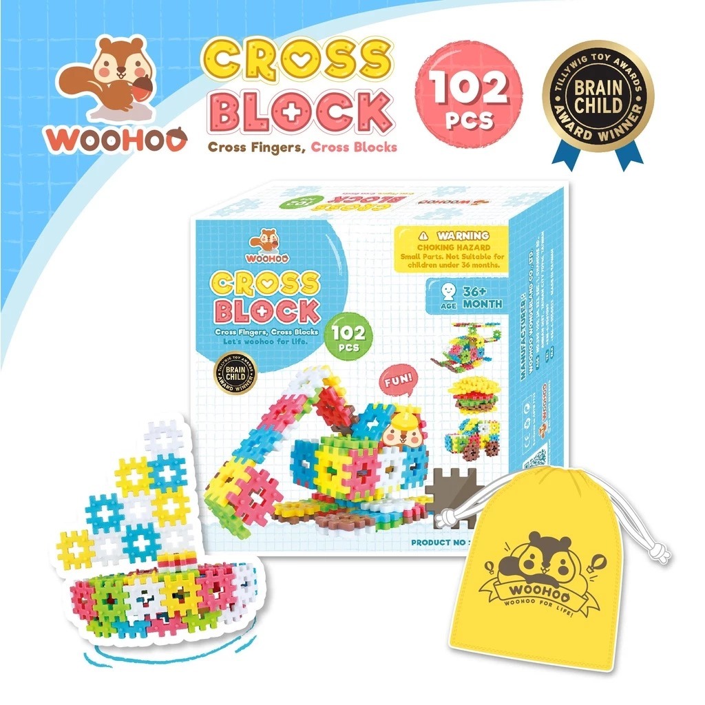 WOOHOO CROSS BLOCK 心心積木 - 102pcs【贈束口袋x1】