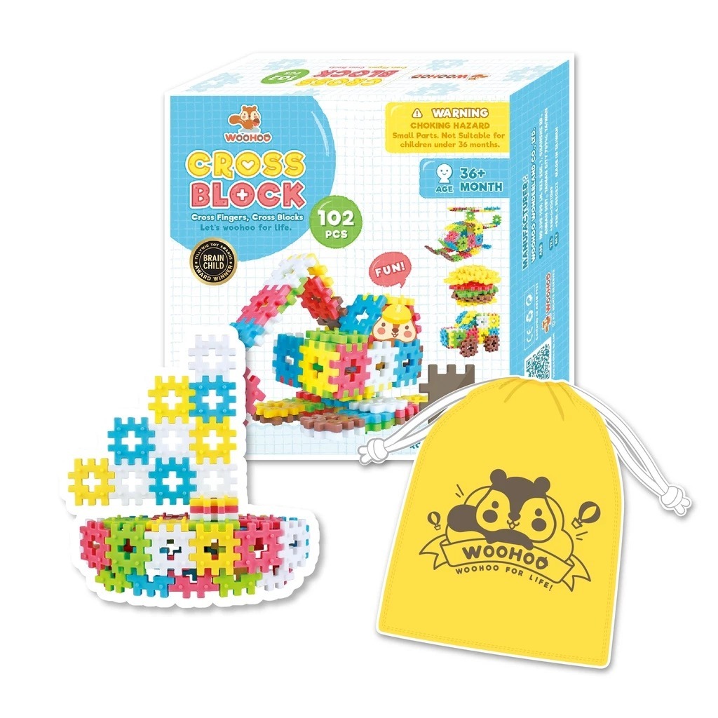 WOOHOO CROSS BLOCK 心心積木 - 102pcs【贈束口袋x1】