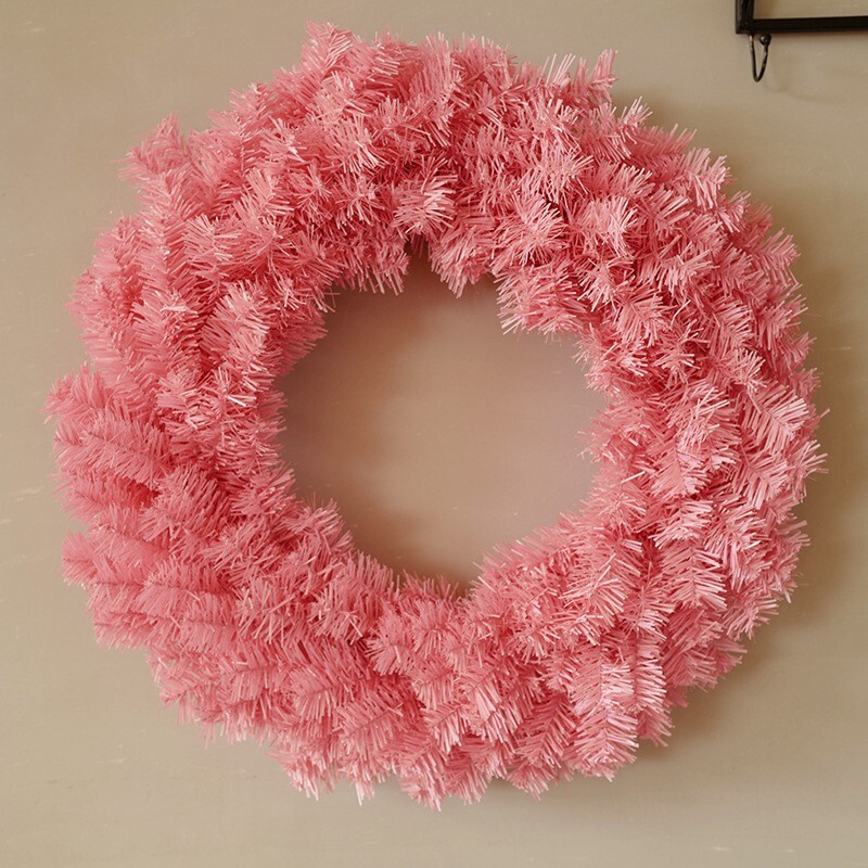 【台灣現貨速發】聖誕樹藤圈 花圈｜粉紅色 30公分｜聖誕節 聖誕佈置