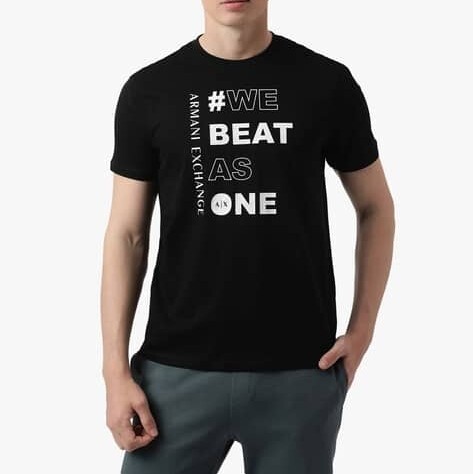 [S] ARMANI EXCHANGE BLACK BIG LOGO PRINT T-SHIRT, 6RYT10-YJ3RZ-1200 (SAX307)