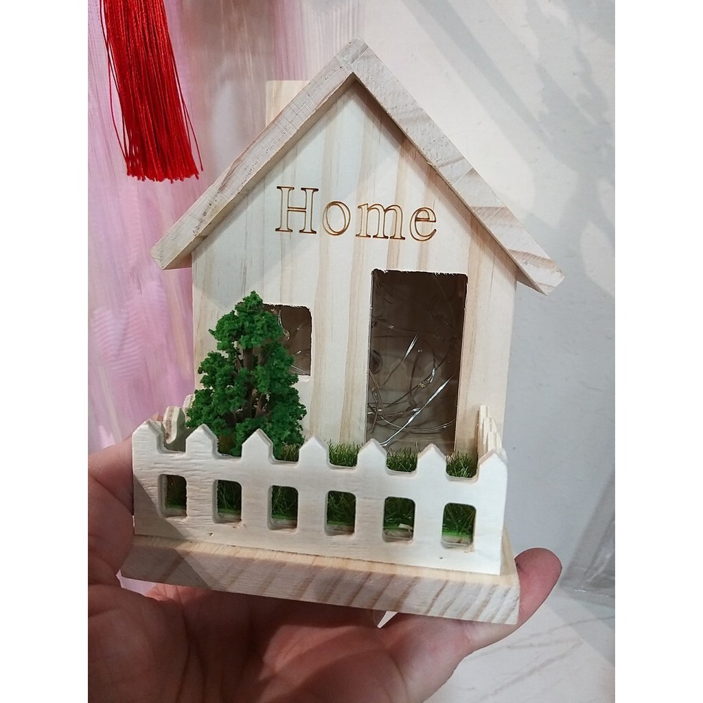 【台灣現貨速發】原木燈屋 木頭小屋 發光燈屋 幸福燈屋 有送usb充電線'