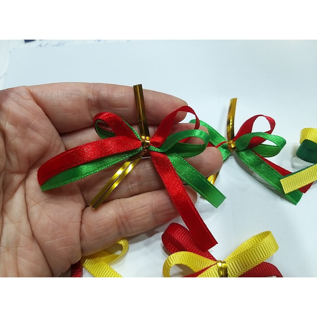 【台灣現貨速發】聖誕節風---雙帶蝴蝶結1.5元