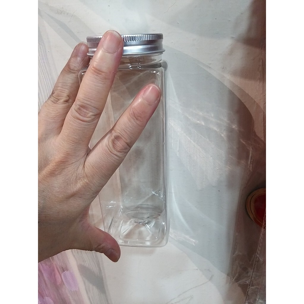 【台灣現貨速發】台灣現貨-福利品一個15元==方形5.5*17.5公分透明塑膠罐//鋁蓋塑膠瓶