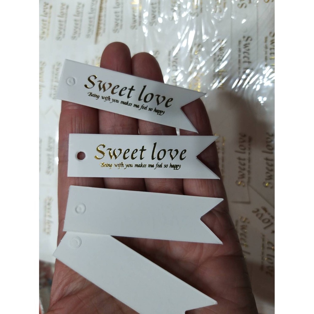 【台灣現貨速發】婚禮小物''手作~~~條狀旗幟(SWEET LOVE)小吊卡0.6元*100個