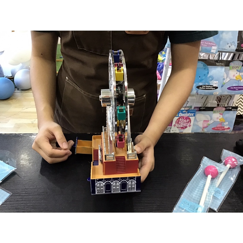 【台灣現貨速發】(花花手作材料)M154-旋轉銀色摩天輪音樂盒