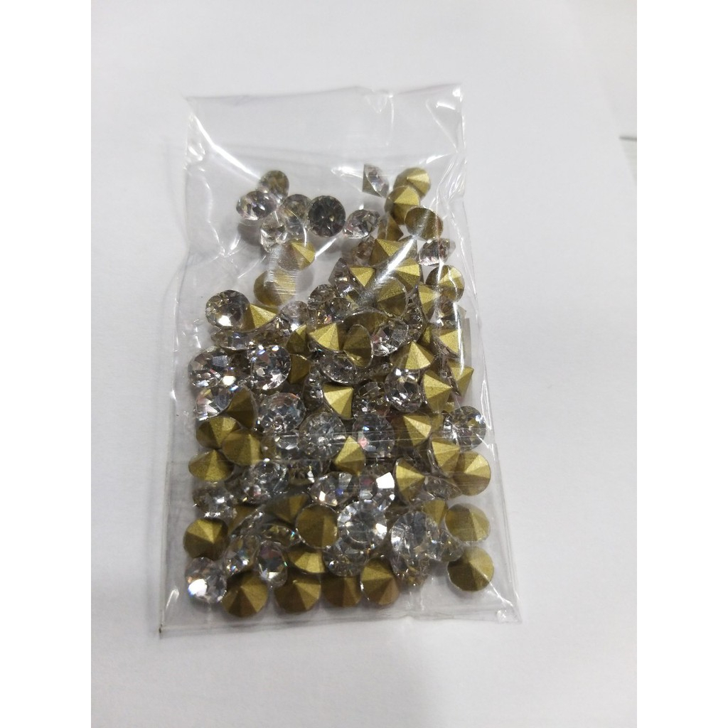 【台灣現貨速發】3~5mm尖底水鑚/指甲貼片｜透明金底