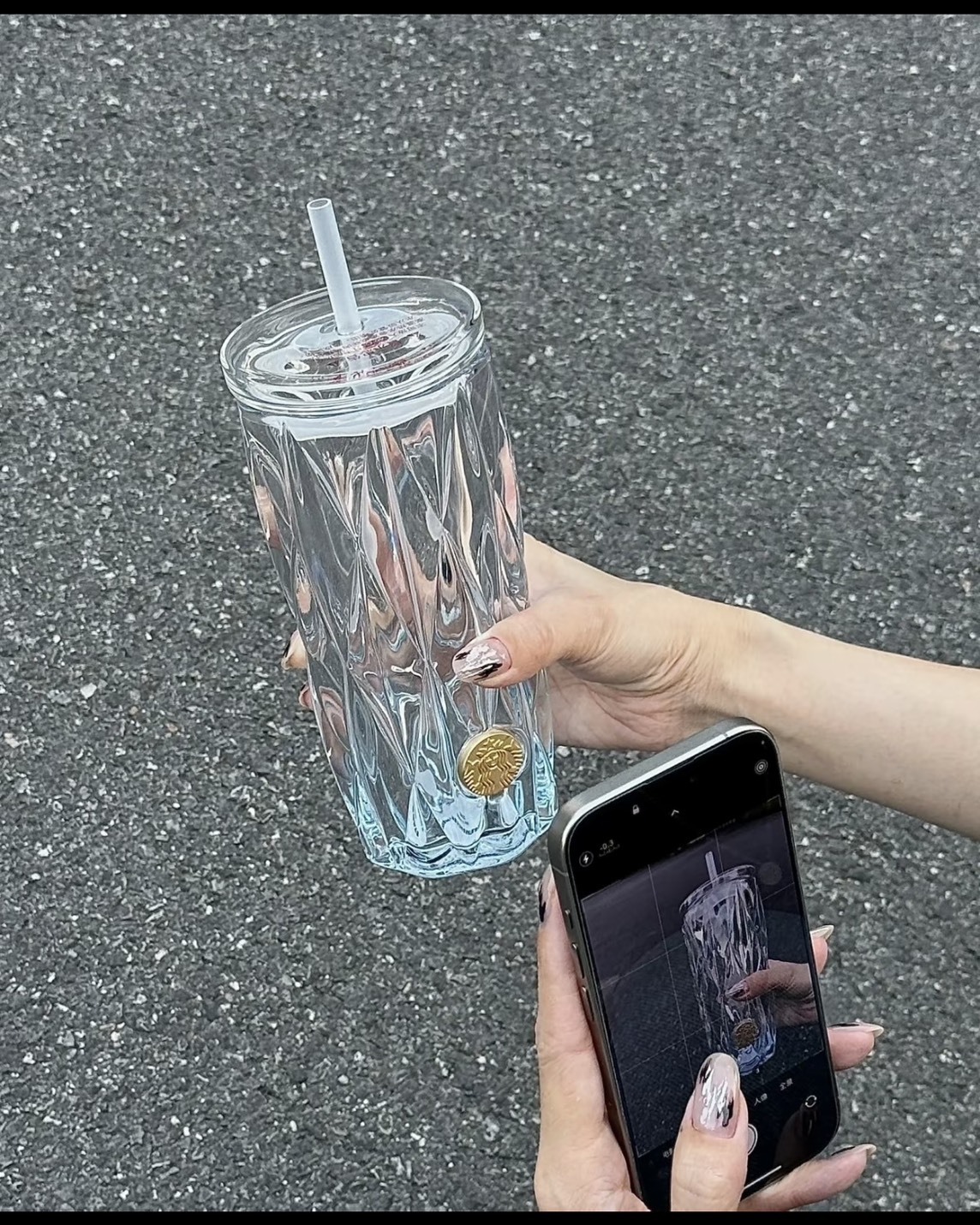 【SS限時開團預購 】國外限定！ 星巴克 實用水杯 吸管杯  吸管 夏日水杯 漸層藍玻璃杯 530ml大容量