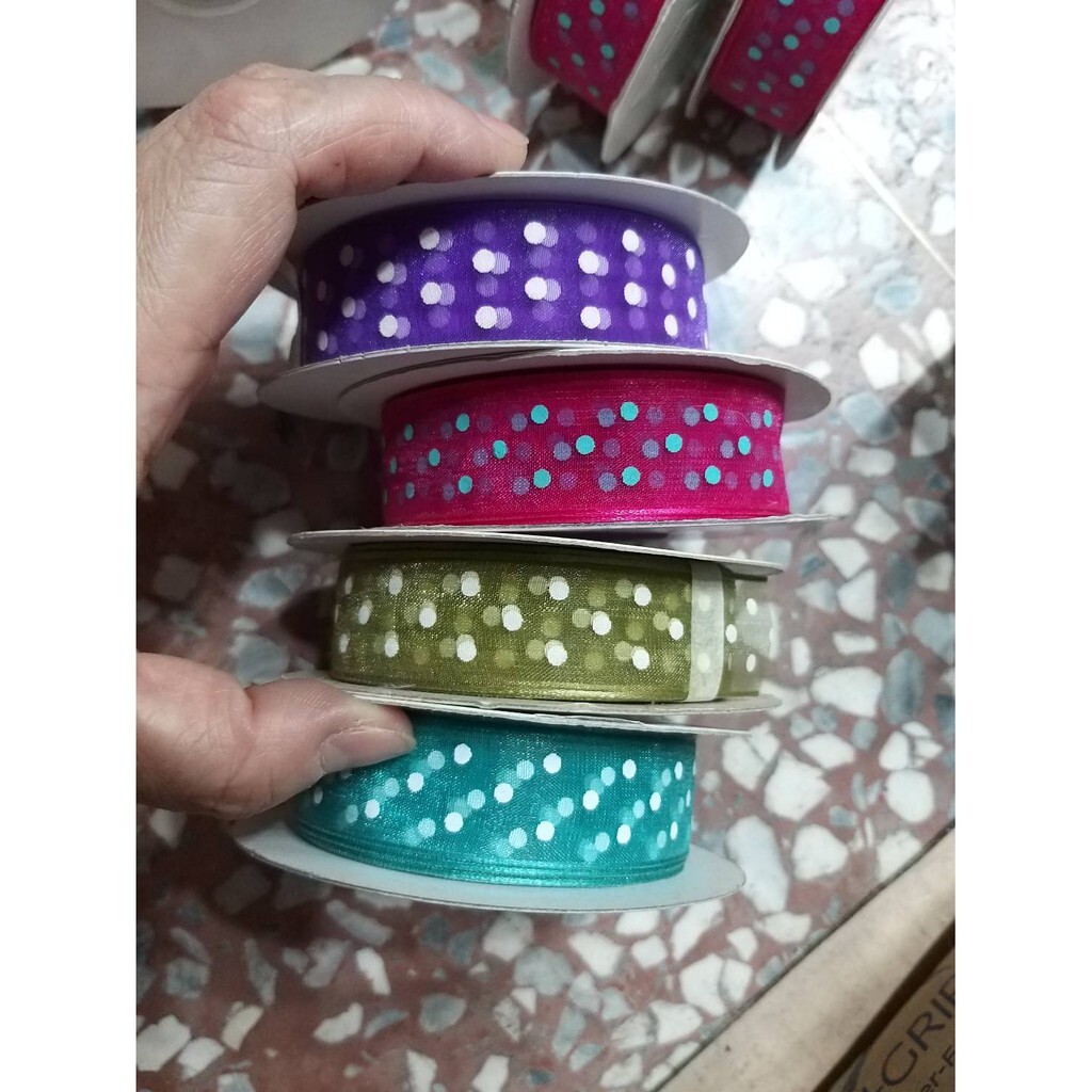 【台灣現貨速發】H54~~2cm壓邊點點紗帶**特價一捲25碼100元