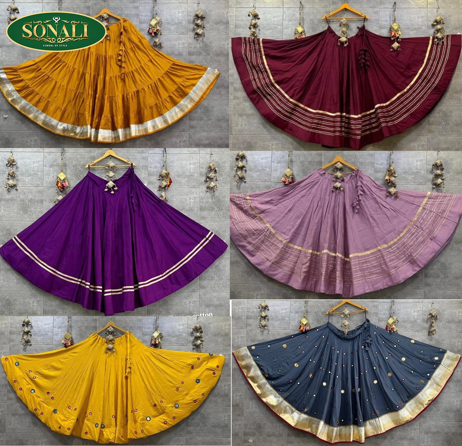 Sonali Premium Quality Women's Pure Rayon Cotton Chaniya with Mirror Work Skirts