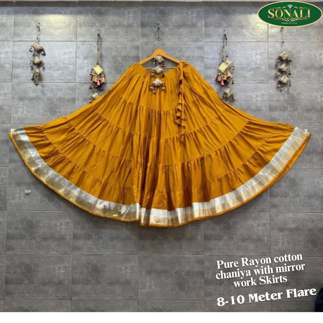 Sonali Premium Quality Women's Pure Rayon Cotton Chaniya with Mirror Work Skirts