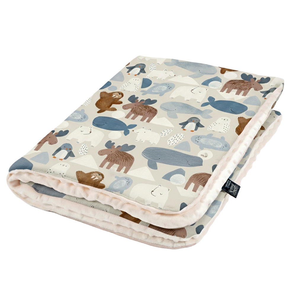 La Millou波蘭 暖膚豆豆毯｜北極好朋友(白底)｜雲朵白