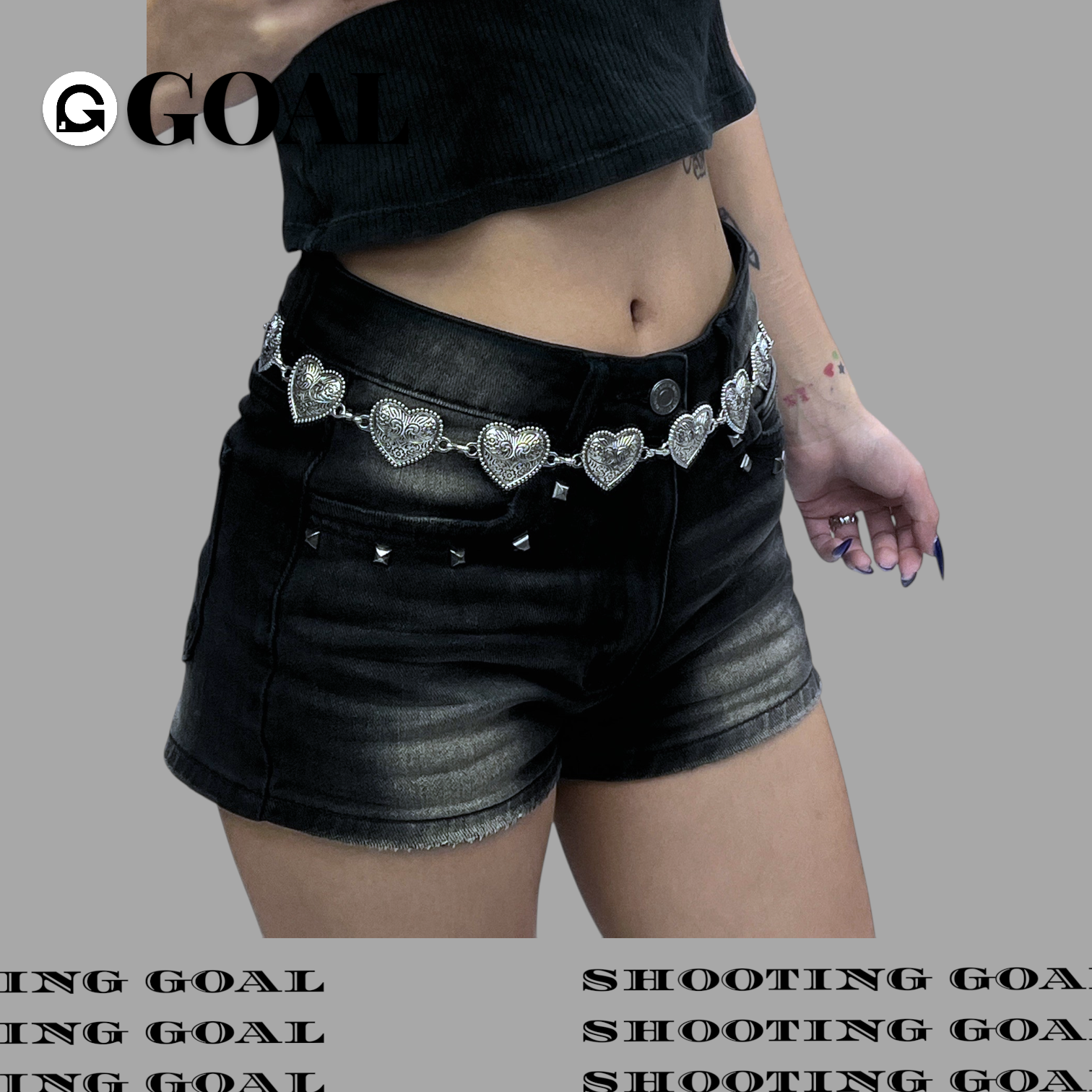 (GOAL) 復古愛心金屬腰鍊