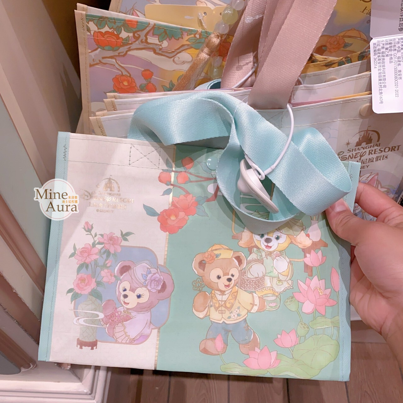 達菲和朋友們 花間綺夢系列 圖案 手提 環保袋 購物袋 附收納袋 -上海迪士尼樂園