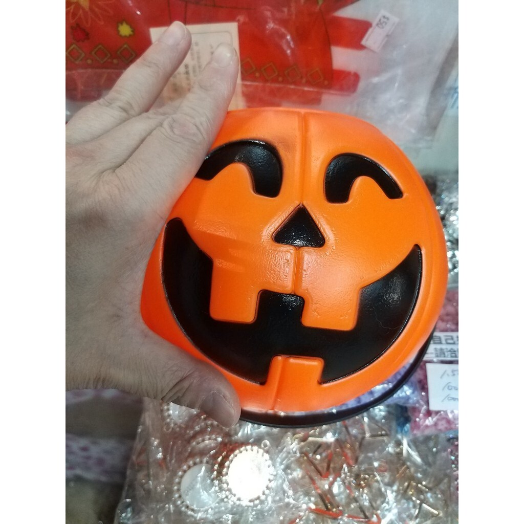 【台灣現貨速發】南瓜提籃 南瓜提桶 糖果籃 萬聖節道具｜（大）高14公分大南瓜提桶