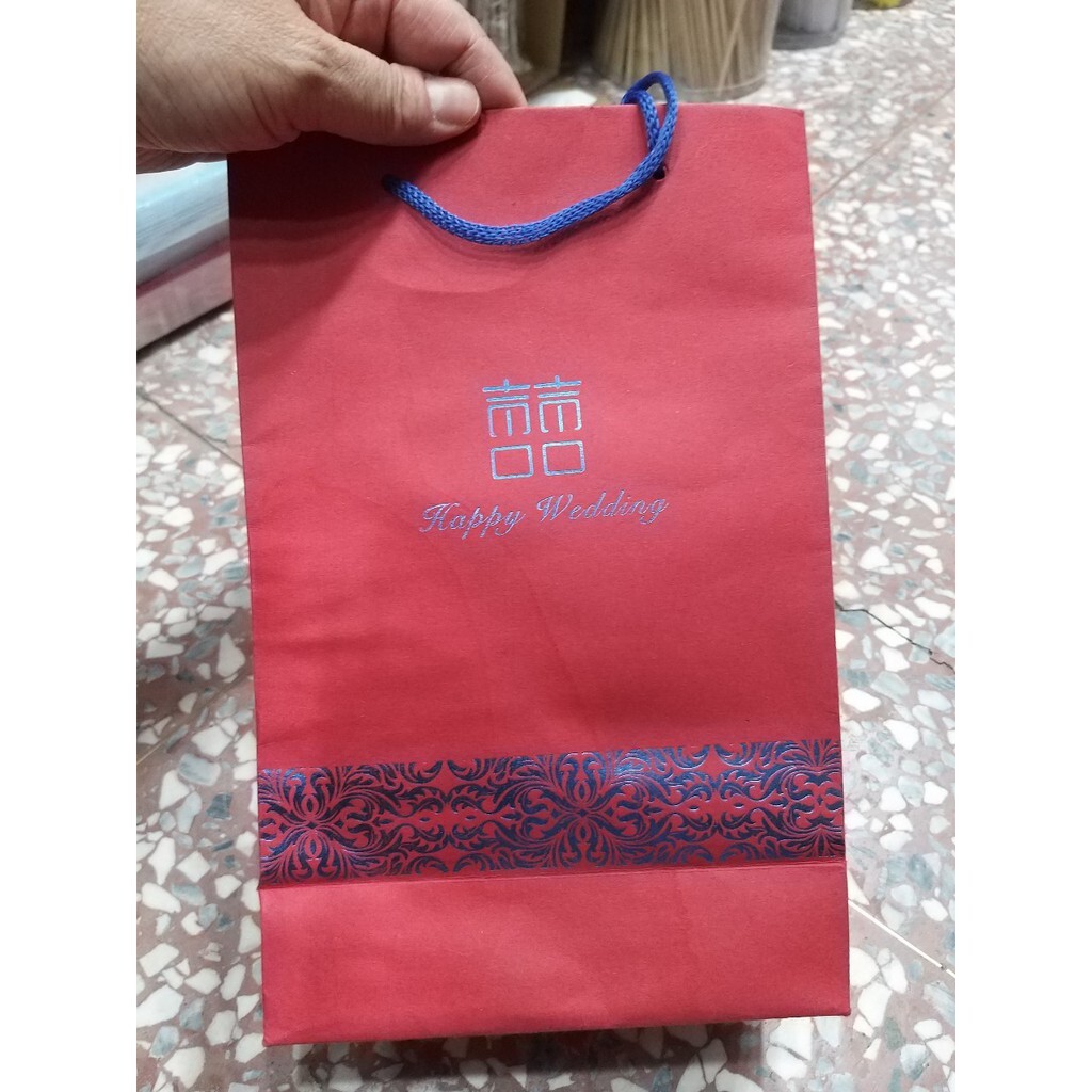 【台灣現貨速發】出價一個5元--囍字小紙袋//紅色小提袋