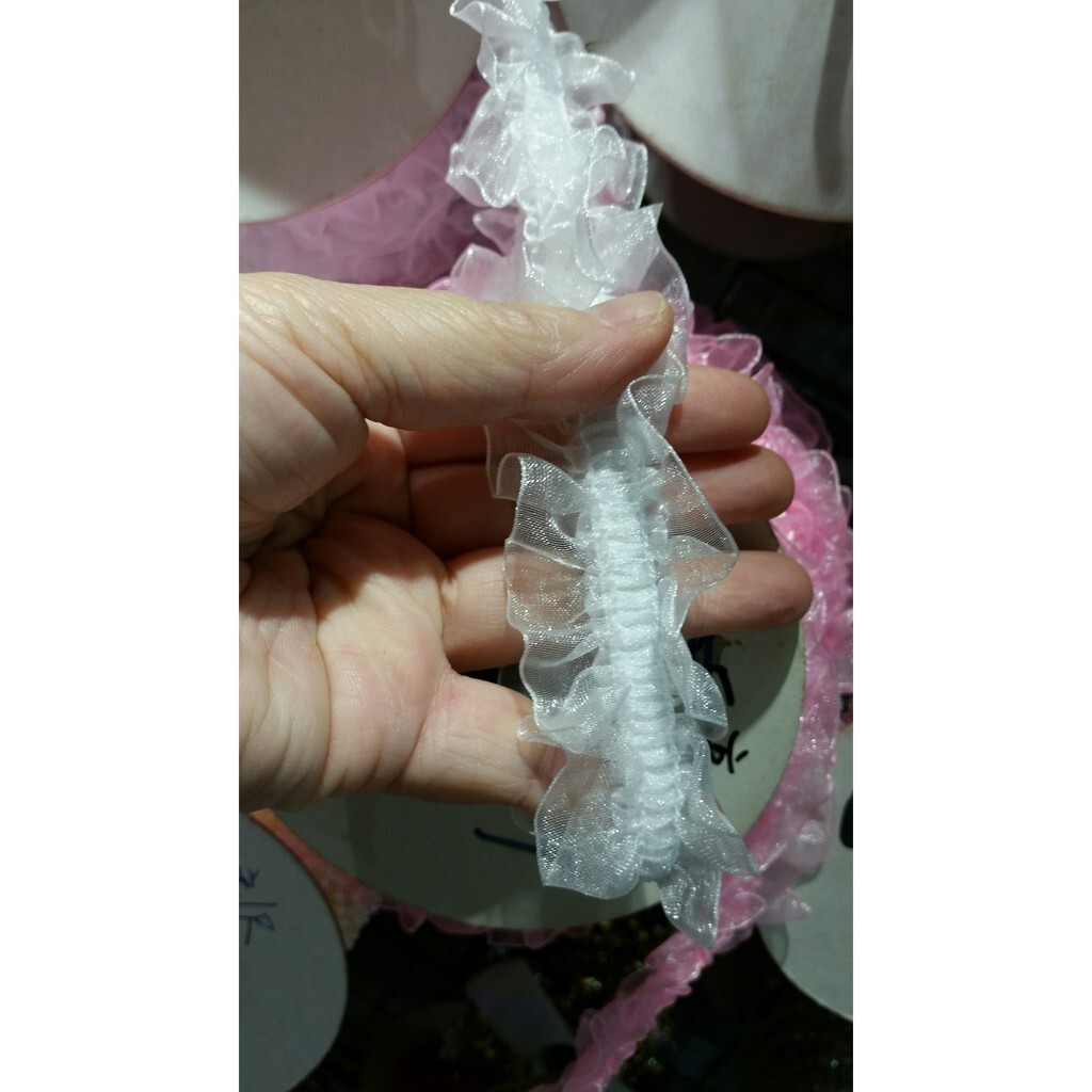 【台灣現貨速發】花邊鬆緊帶 紗裙邊緞帶｜1尺10元 一次出貨5尺｜手挽花材料 紗裙緞帶