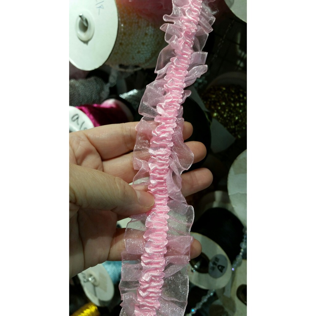 【台灣現貨速發】花邊鬆緊帶 紗裙邊緞帶｜1尺10元 一次出貨5尺｜手挽花材料 紗裙緞帶