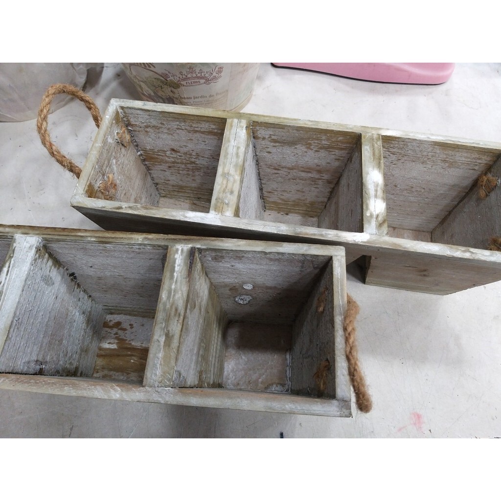 【台灣現貨速發】鄉村風 仿舊三槽木頭花器 木頭花器