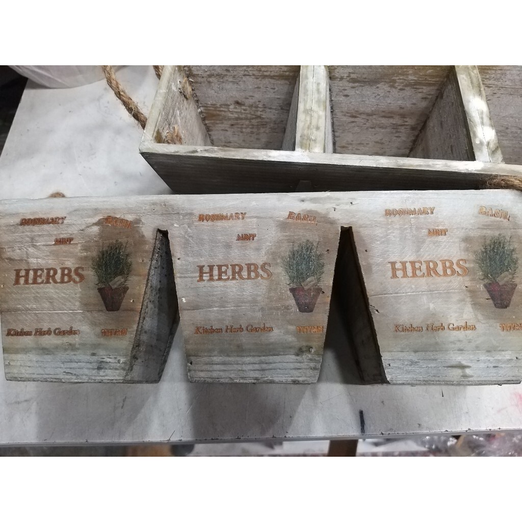 【台灣現貨速發】鄉村風 仿舊三槽木頭花器 木頭花器