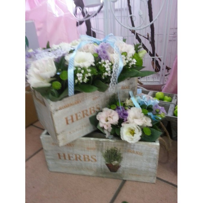 【台灣現貨速發】(花花手作材料)多肉植物花器//婚禮花卉-M62-鄉村風彩繪木盒(花器)