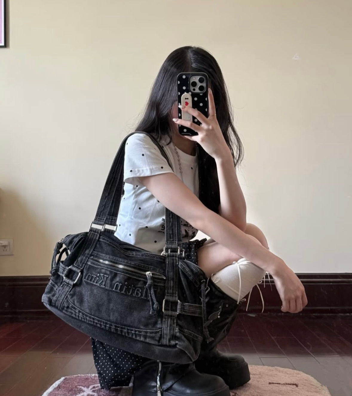 【限時優惠預訂】MATIN KIM MATIN WASHED DENIM SQUARE BAG（2色）