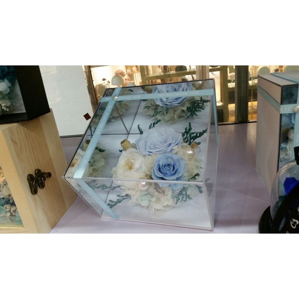【台灣現貨速發】壓克力鏡面盒 永生花高檔 壓克力透明盒 精緻四方鏡面盒