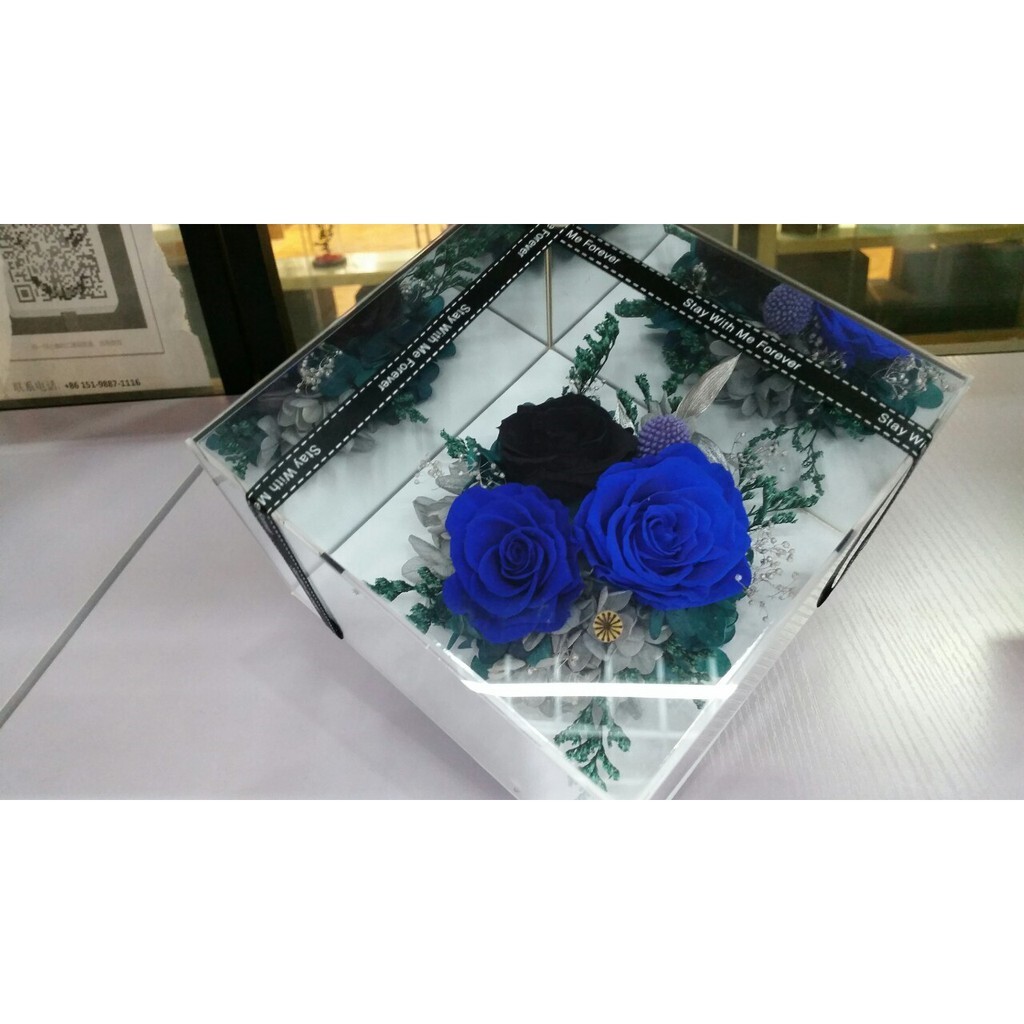 【台灣現貨速發】壓克力鏡面盒 永生花高檔 壓克力透明盒 精緻四方鏡面盒