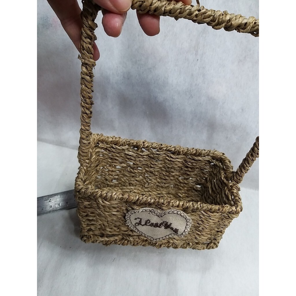 【台灣現貨速發】草繩編織籃 編織籃 草籃 籃子花器｜小長條造型｜鄉村風 多肉植物 插乾花