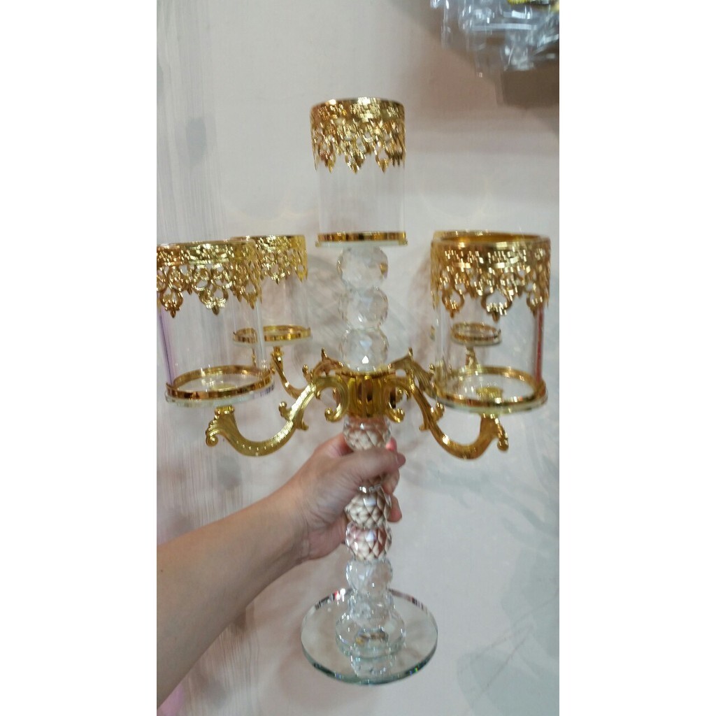 【台灣現貨速發】布置M295-五爪水晶燭台架(花器)