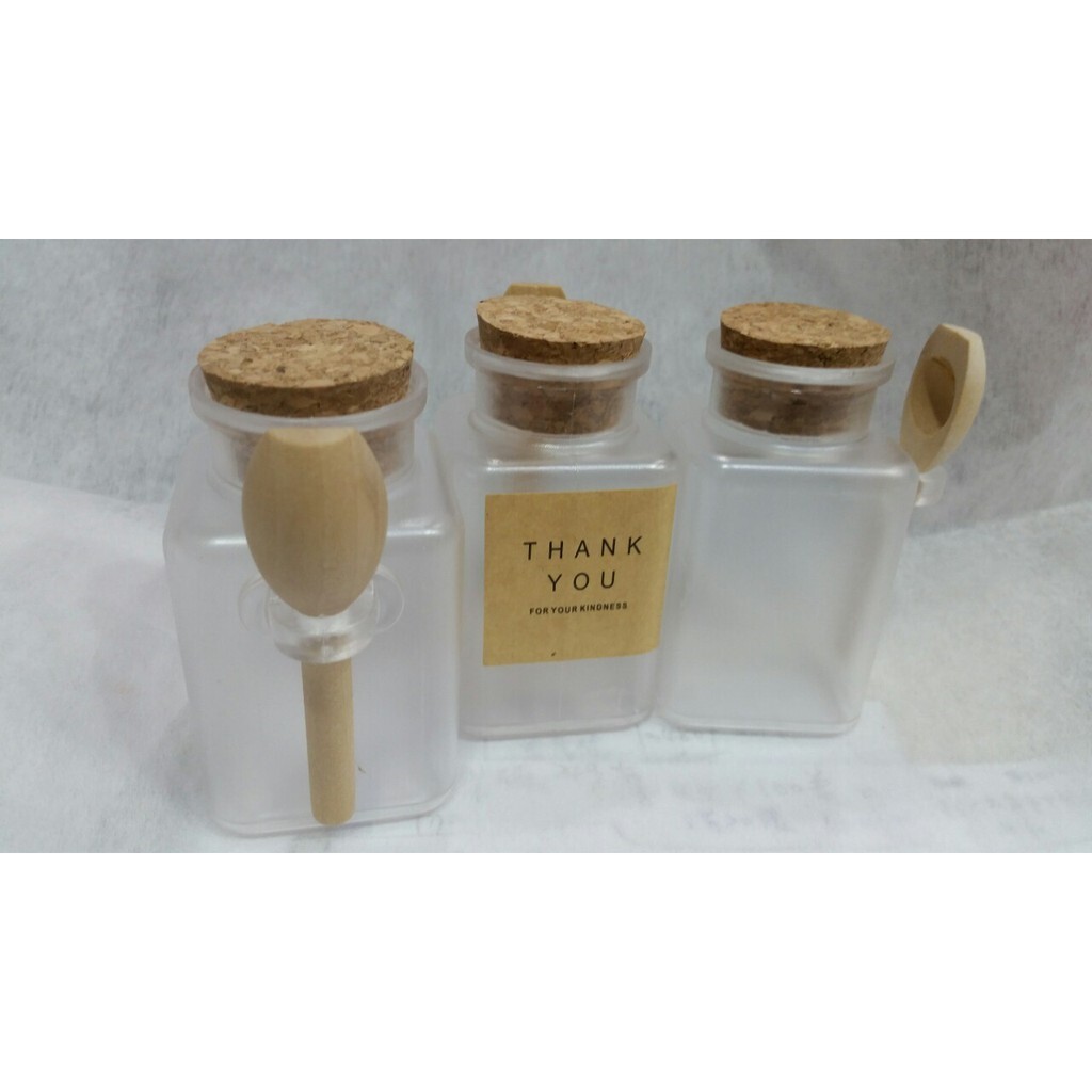 【台灣現貨速發】台灣現貨**婚禮小物---方形 花茶瓶 糖果罐 附木湯匙｜塑膠製