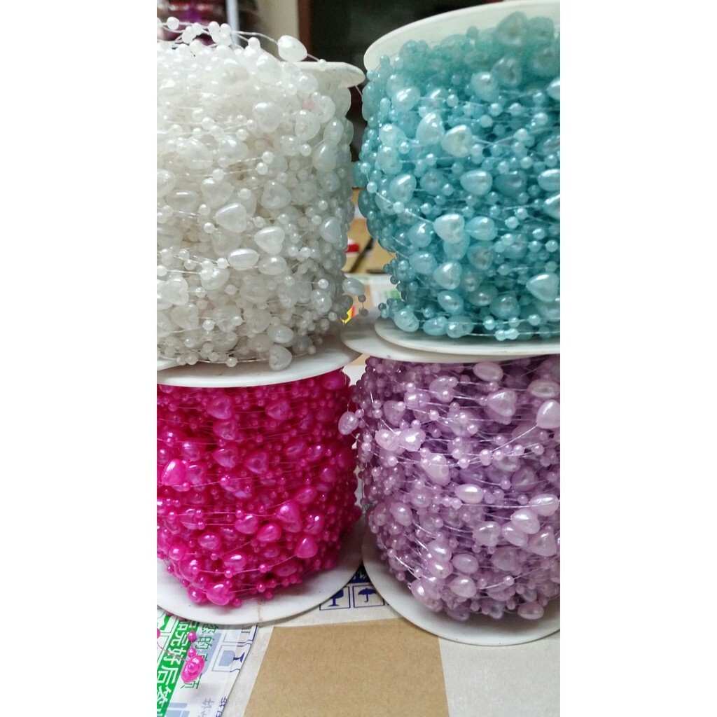 【台灣現貨速發】心型魚線珍珠鏈｜零售一呎｜珠串 愛心 珠鏈