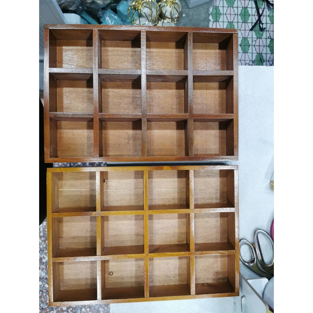 【台灣現貨速發】復古多功能收納盒//12格木盒//