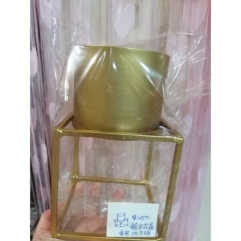 【台灣現貨速發】歐式幾何 金色圓型+小方框花器 金幾何