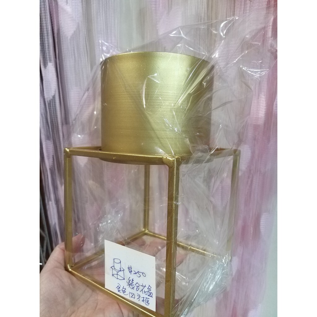 【台灣現貨速發】歐式幾何 金色圓型+小方框花器 金幾何