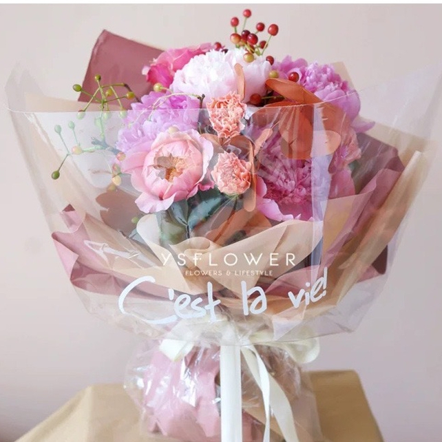 【台灣現貨速發】英文玻璃紙｜透明包裝紙｜韓式防水包裝纸｜印英文字包裝紙